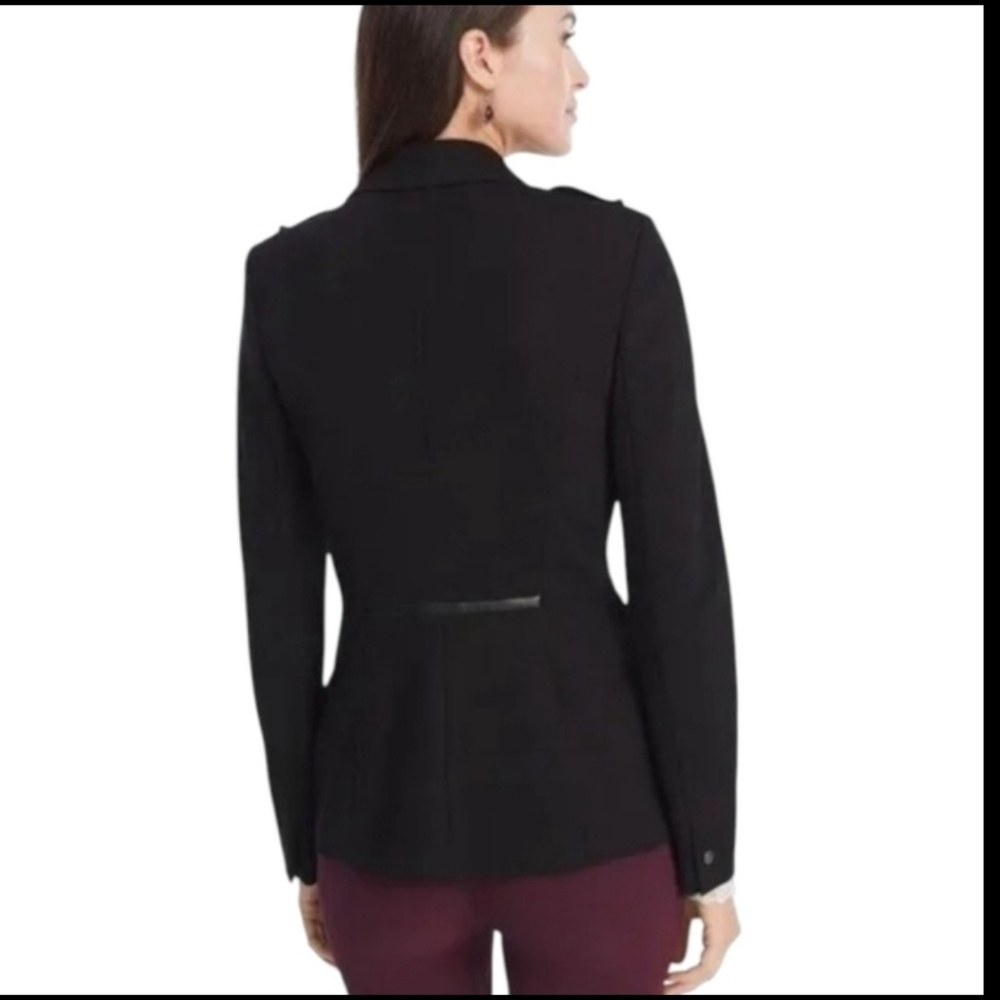 WHBM Black Blazer Military Flair Knit Career Fitted Blazer Sz 2